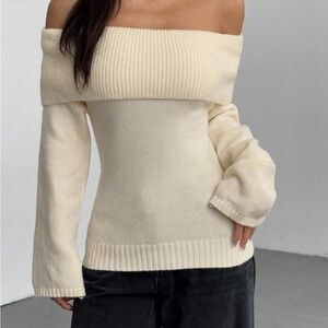 Off-Shoulder Cream Sweater